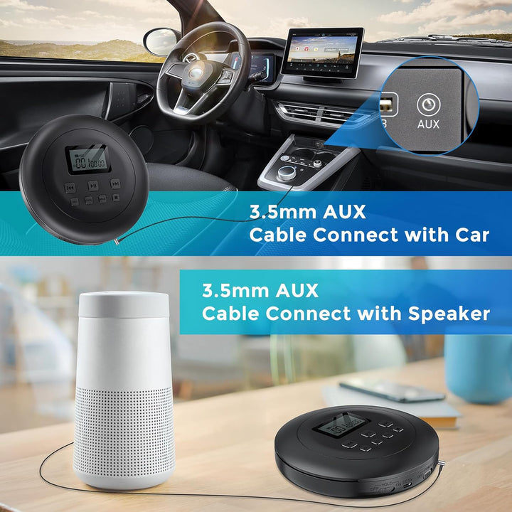 Gueray Tragbarer CD-Player CD Spieler Persönliche CD Player mit Kopfhörer LCD Display Anti-Skip Schu