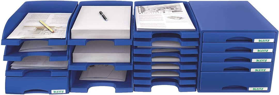 Leitz Briefkorb A4 Jumbo, 4er Pack, Rot, Mit extragrossem Fassungsvermögen, Plus Serie, 52330025 4 S