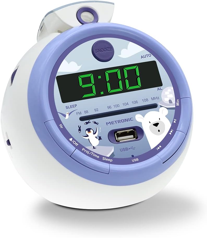 Metronic Iceberg 477344 Radiowecker FM USB Projektion Dual Alarm Lila Iceberg Lila, Iceberg Lila