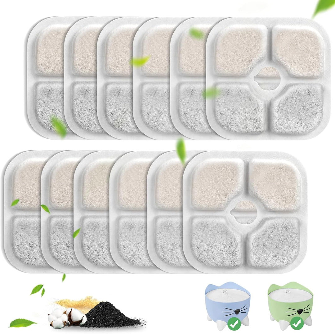 VinDox 12 Stück Katzenbrunnen Filter für 2,5L Trinkbrunnen für Katze Ersatzfilter, Harz aktivierte K