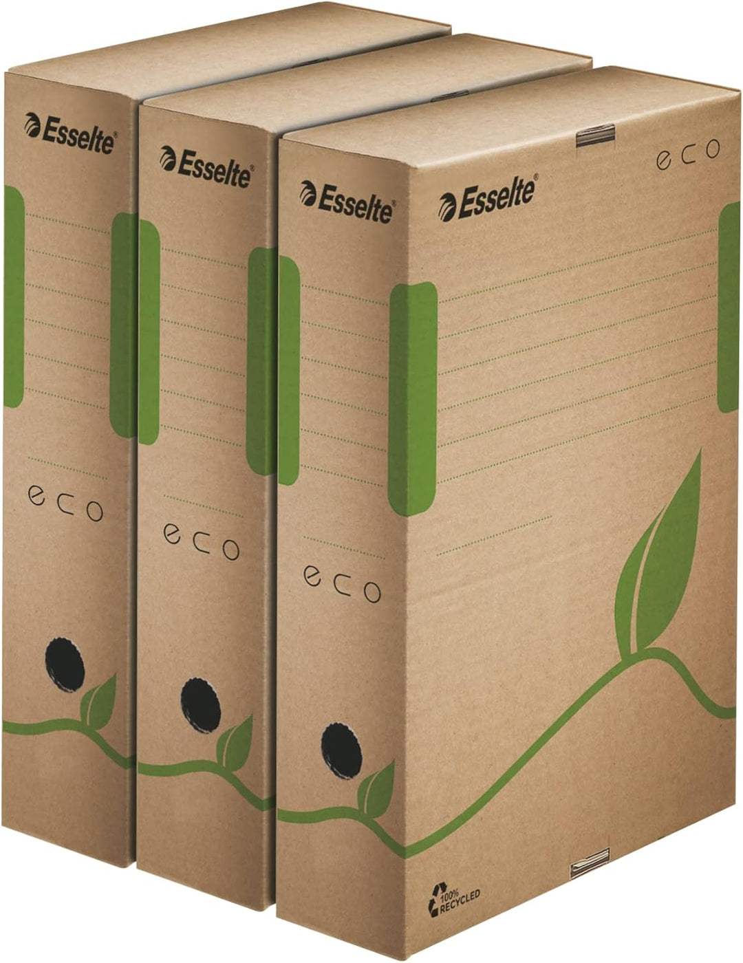 Esselte Eco Archiv-Schachtel, 80 mm Rückenbreite, Aktenkarton A4, 100 % recycelte Wellpappe, 100 % r