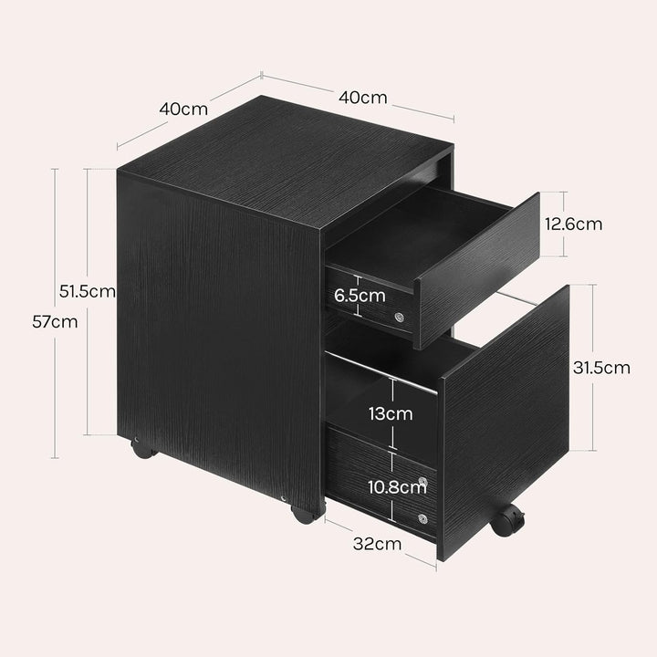 WOLTU Rollcontainer, Aktenschrank mit 2 Schubladen, mobiler Büroschrank, Schreibtisch Unterschrank,