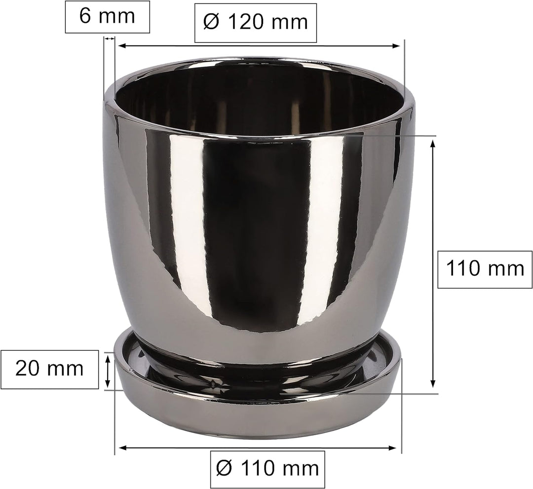 KOTARBAU® 2er Set Keramik-Blumentopf Übertopf für Blumen Pflanzen ⌀ 13 cm ⌀ 15 cm mit Tropfschale