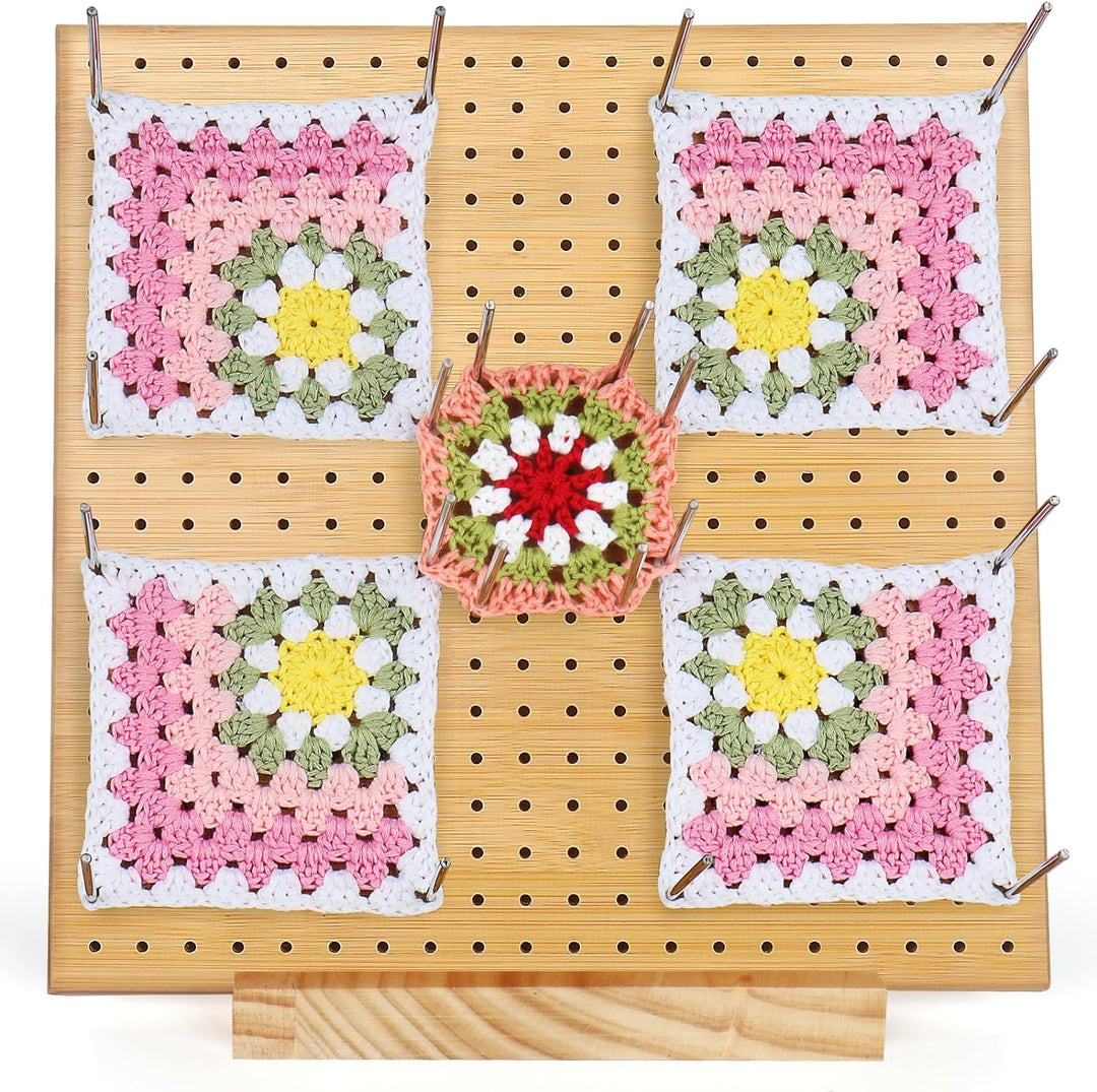 Coopay Granny Squares Blocking Board Gross, 28 x 28 cm Sperrbrett für Granny Square, Wooden Blocking