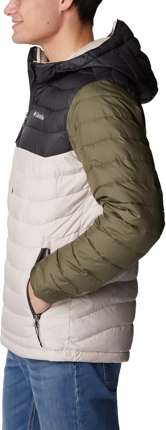 Columbia Herren Powder Lite Kapuzenjacke Dunkler Stein, Hai, Steingrün L, Dunkler Stein, Hai, Steing