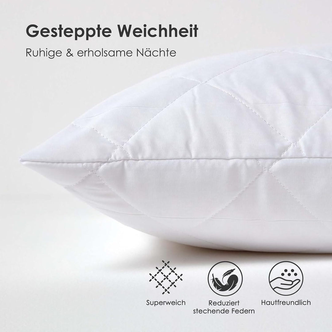 Homescapes Gesteppte Kissenschutzbezug-Paar aus Baumwoll-Polyester-Gewebe (48 x 74 cm - 10 Kissensch