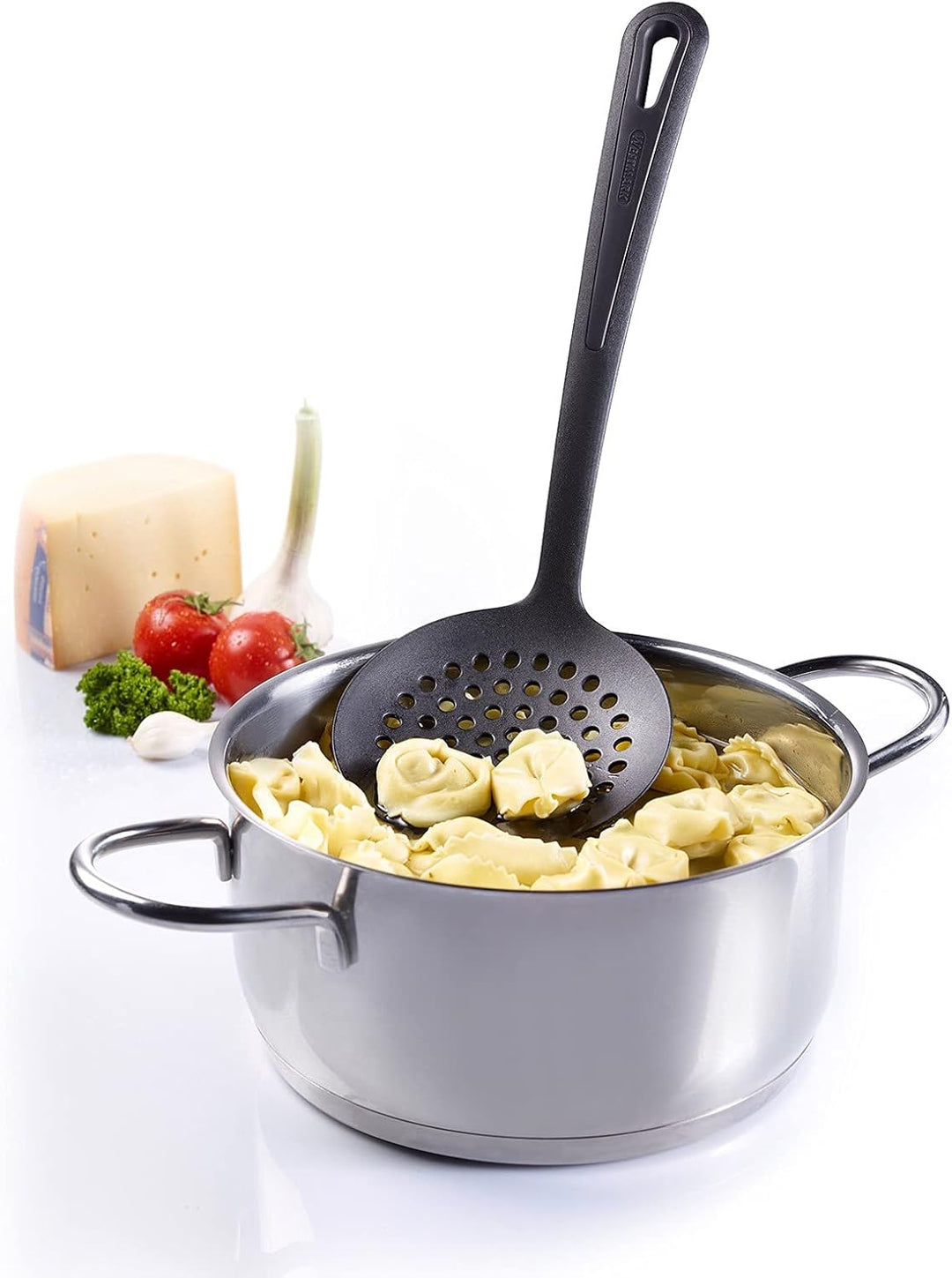 Westmark Spätzle-Set, 2tlg., 1 Spätzlehobel mit Teigschlitten, Knöpfle + 1 Schöpflöffel, Gentle, Ros