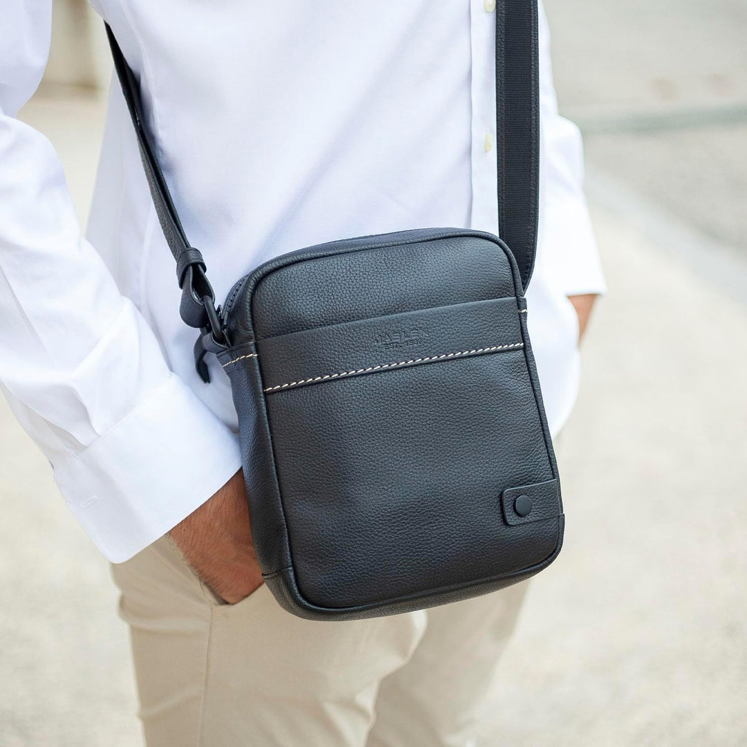 JASLEN - Leder Umhängetasche Herren - Umhängetasche Herren Leder mit Verstellbarem Riemen - Umhänget