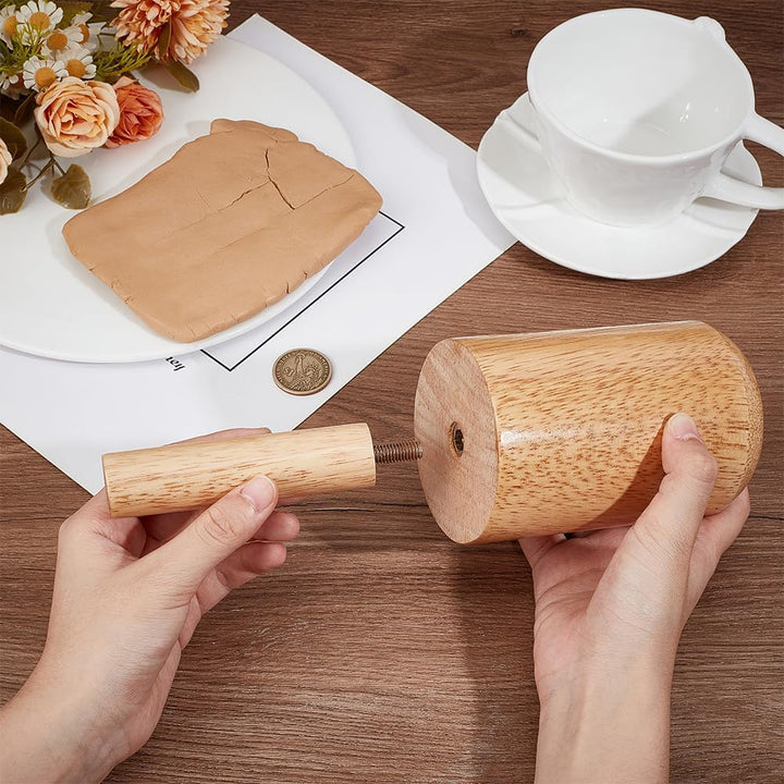 BENECREAT 220x80mm Tasse Töpferei Formen, BurlyWood Holz Töpferei Werkzeuge mit Griff Töpferei Forme