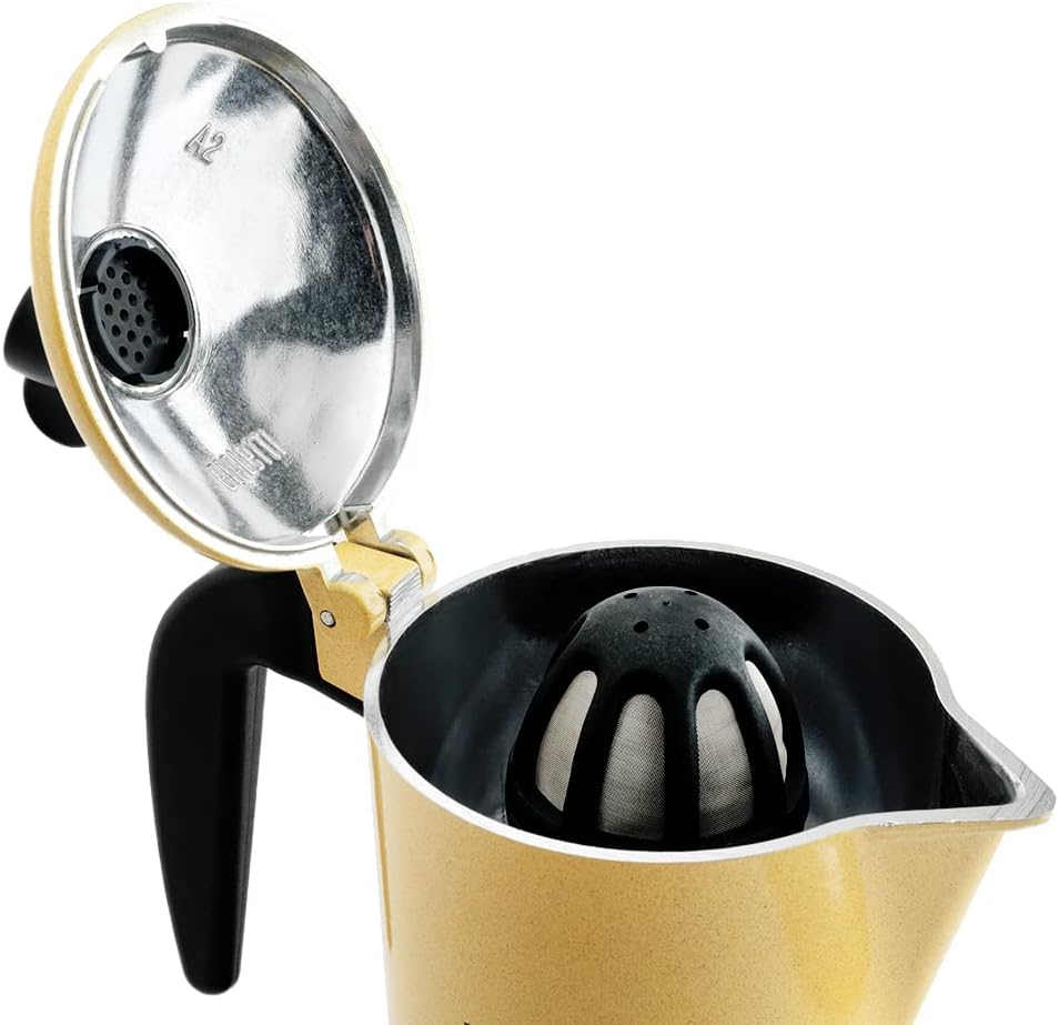 Bialetti Moka Orzo Express Caffettiera con Orziera, Alluminio, Giallo, 2 Tazze 2 Tassen, 2 Tassen