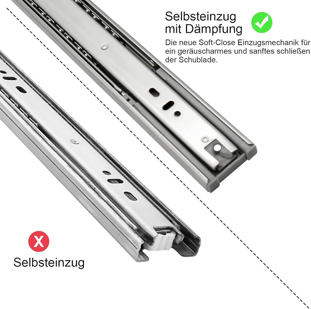 Tubiaz 4 Paar(8 Stück) Schubladenschienen 600mm mit Rillenkugellager, H 1.2 * 1.2 * 1.5mm, für Schub