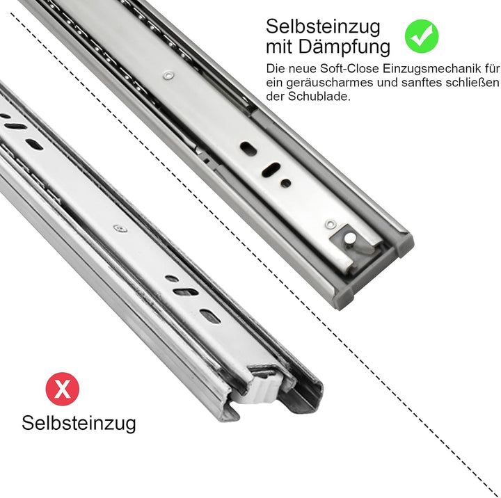 Tubiaz 4 Paar(8 Stück) Schubladenschienen 600mm mit Rillenkugellager, H 1.2 * 1.2 * 1.5mm, für Schub