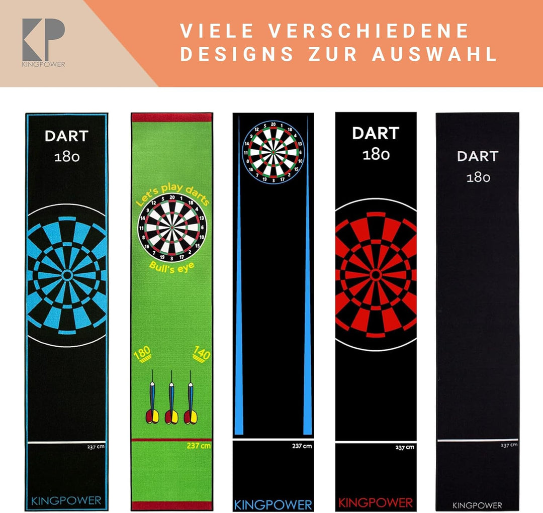 Kingpower Dartteppich mit Abwurflinie, Dart Zubehör mit Motiv, Dartmatte mit Oche, pflegeleichter Te