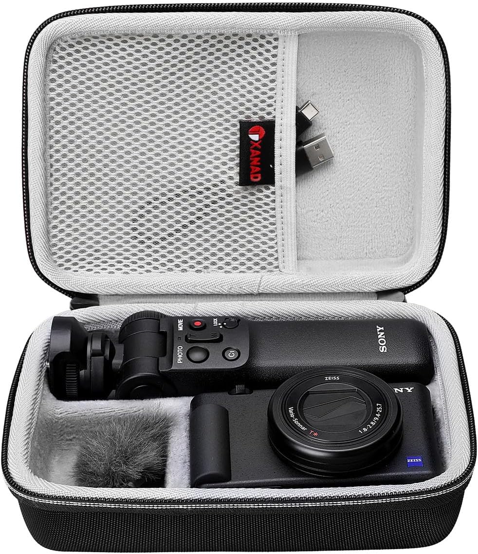 XANAD Eva Reisetasche für Sony ZV-1 ZV-1II 2 Kamera mit Vlogger Zubehör-Kit Stativ und Mikrofon - Re