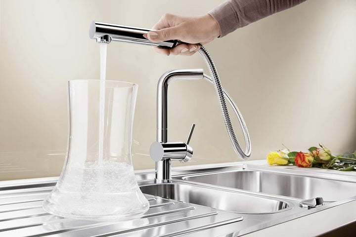 Blanco Linus-S Küchenarmatur, Chrom, 512402 Metallische Oberfläche Schlauchbrause Chrom, Metallische