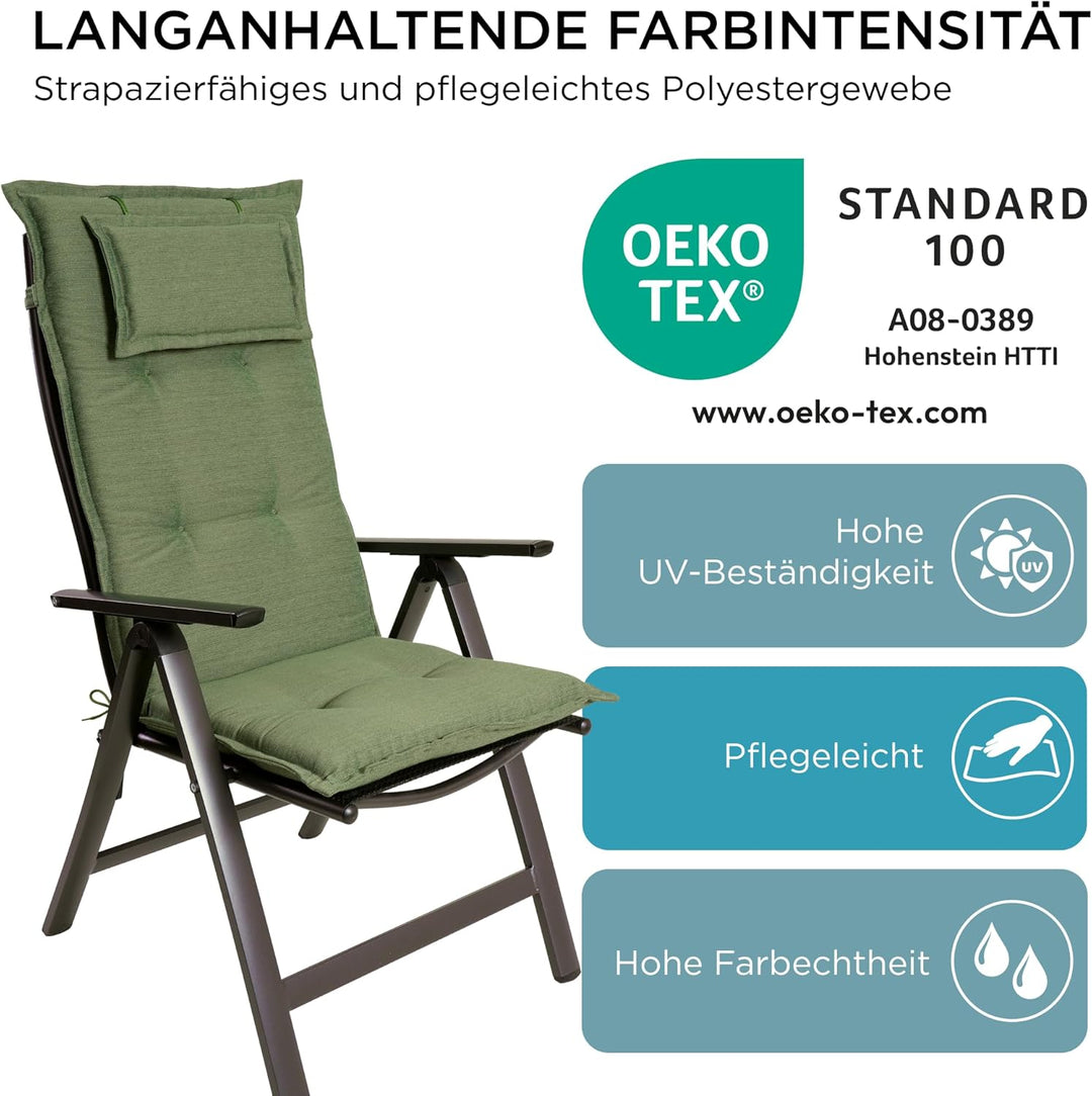 gardisun Gartenstuhlauflagen Hochlehner mit Kopfteil I Extra Dicke Sitzauflagen I Made in Europe I P