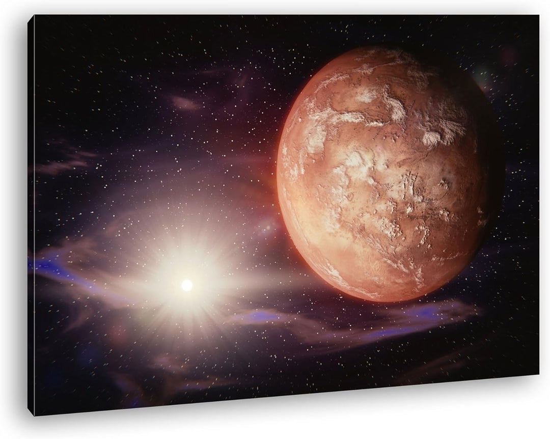 deyoli Dark Planet Mars in unserem Sonnensystem Format: 80x60 als Leinwandbild, Motiv fertig gerahmt