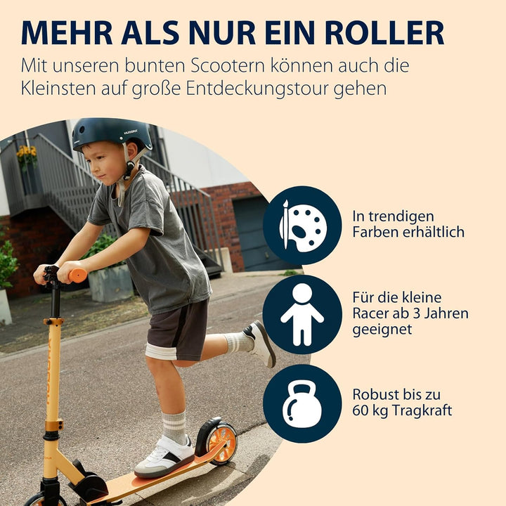 HUDORA Scooter Up 145 Junior - Hochwertiger & sicherer Kinder Roller ab 3 Jahre - Zusammenklappbarer