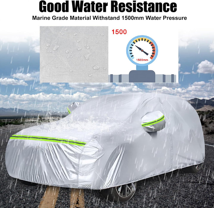 Autoabdeckung Wasserdicht Passend für Mini Cooper 3 Türer 2000-2024, Silber Vollgarage Autoplane mit