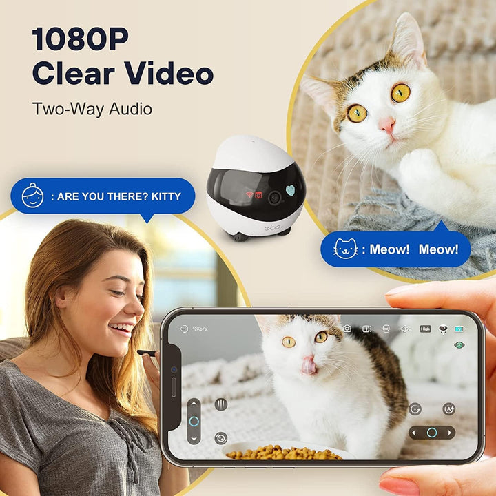 Enabot EBO SE Heimtierkameras mit EBO ROLA-PET App,1080P WLAN Mobiler Überwachungskamera Innen mit N