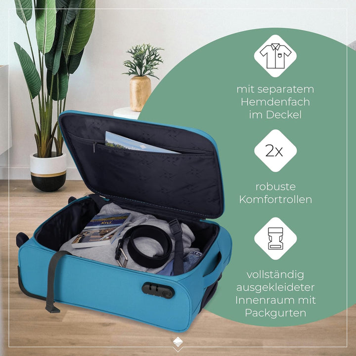 travelite 2 Rad Handgepäck Koffer mit Schloss erfüllt IATA Bordgepäck Mass, Gepäck Serie CABIN: Komp
