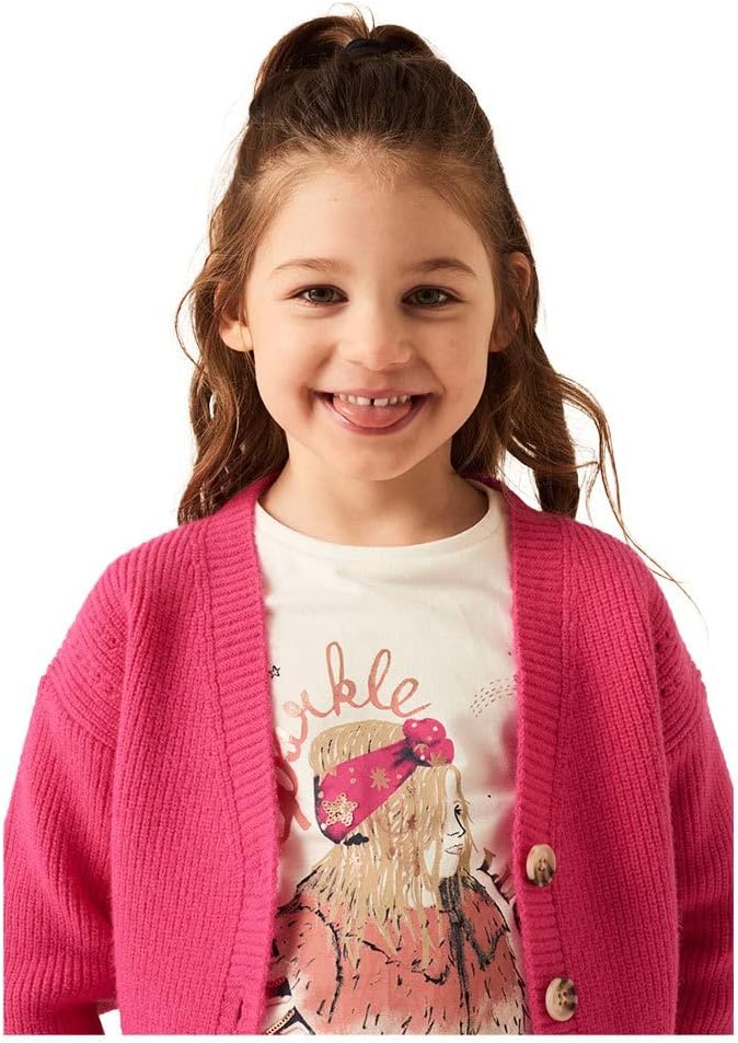 GARCIA Mädchen Cardigan Knit Pullover 110 Pink Peacock, 110 Pink Peacock