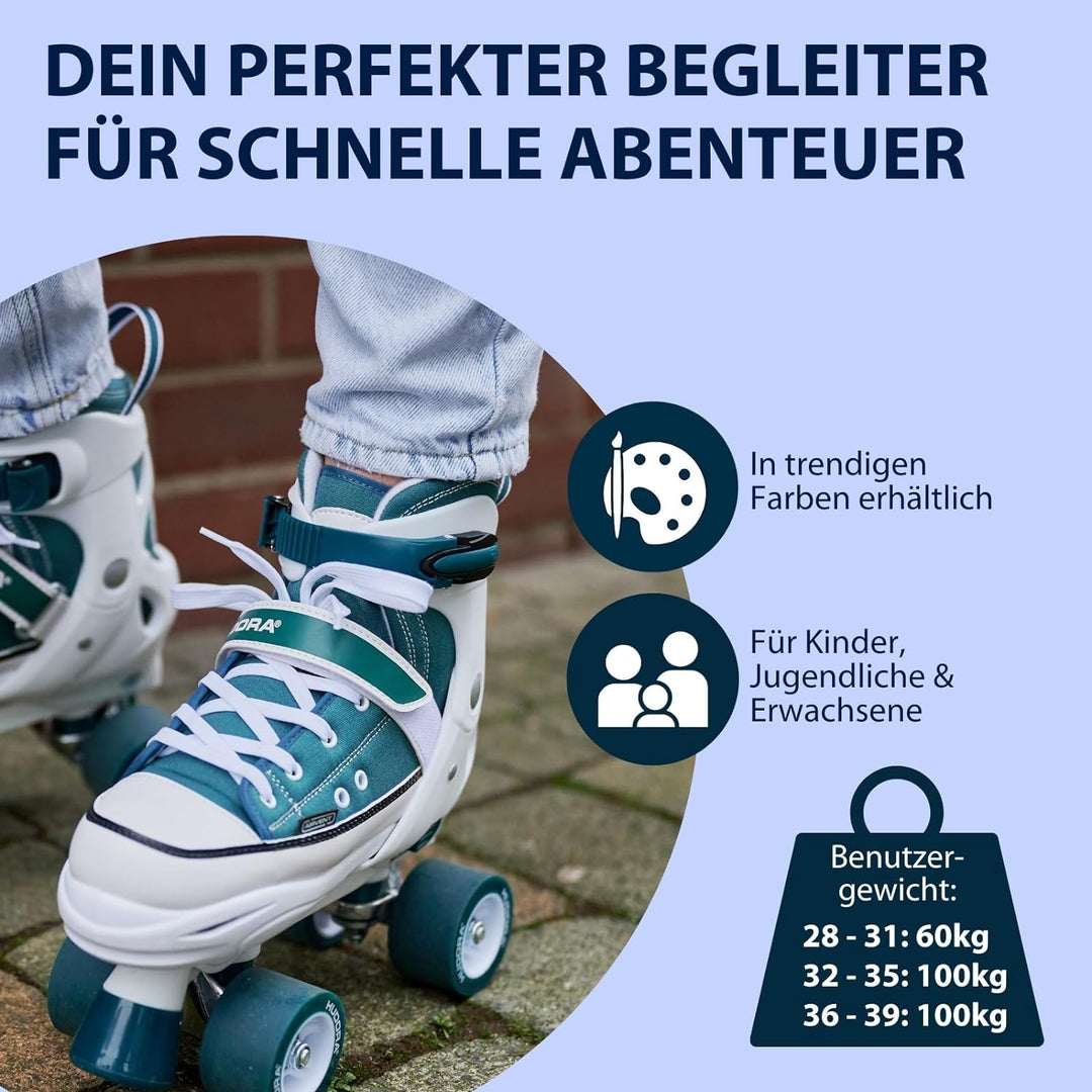 HUDORA Roller Skates, Sneaker für Kinder und Jugendliche - Grössenverstellbare Rollschuhe - Komforta