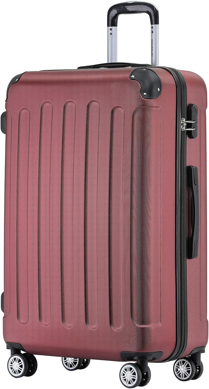 BEIBYE Hartschalen-Koffer Trolley Rollkoffer Reisekoffer Handgepäck 4 Rollen (M-L-XL-Set) (Weinrot,