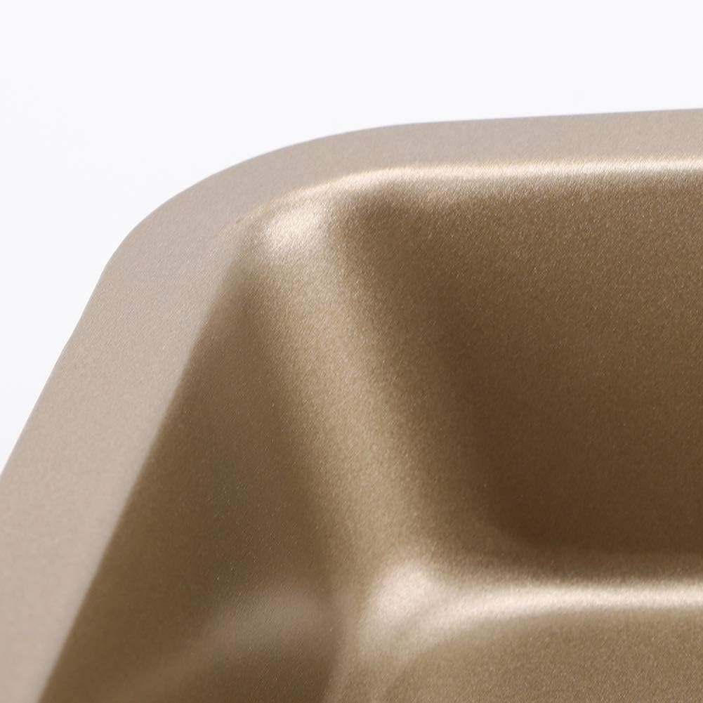 Tissting 2 Stück Kastenform 22 x 22 x 4,6 cm Quadratisch Brot Backform Gold Karbonstahl Antihaftbesc