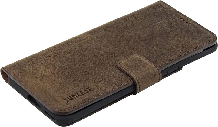 Suncase Book-Style Hülle kompatibel mit Xiaomi Mi 11 Leder Tasche (Slim-Fit) Lederhülle Handytasche