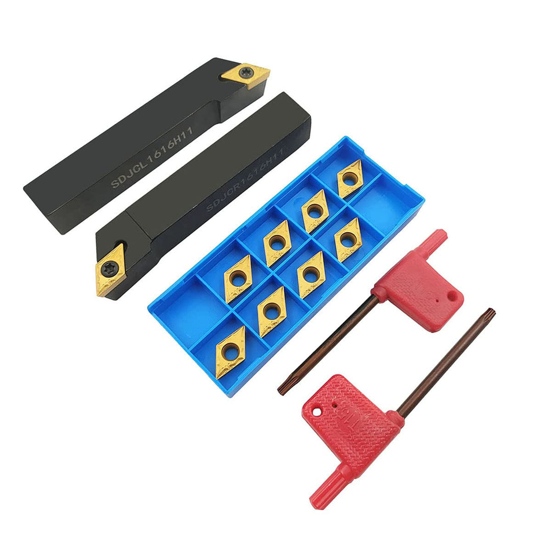 1,6 cm Bohrstange SDJCR1616H11 + SDJCL1616H11 Drehmaschine Aussendrehwerkzeughalter mit 10 Stück DCM