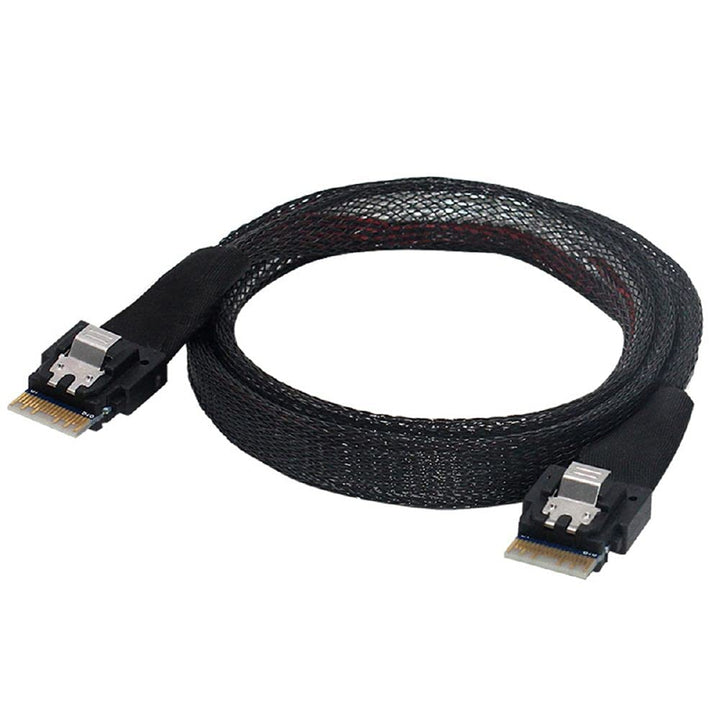 Cablecc PCI-E Slimline SAS 4.0 SFF-8654 4i 38pin Host auf SFF-8654 Slim SAS Target Kabel 50cm Black,