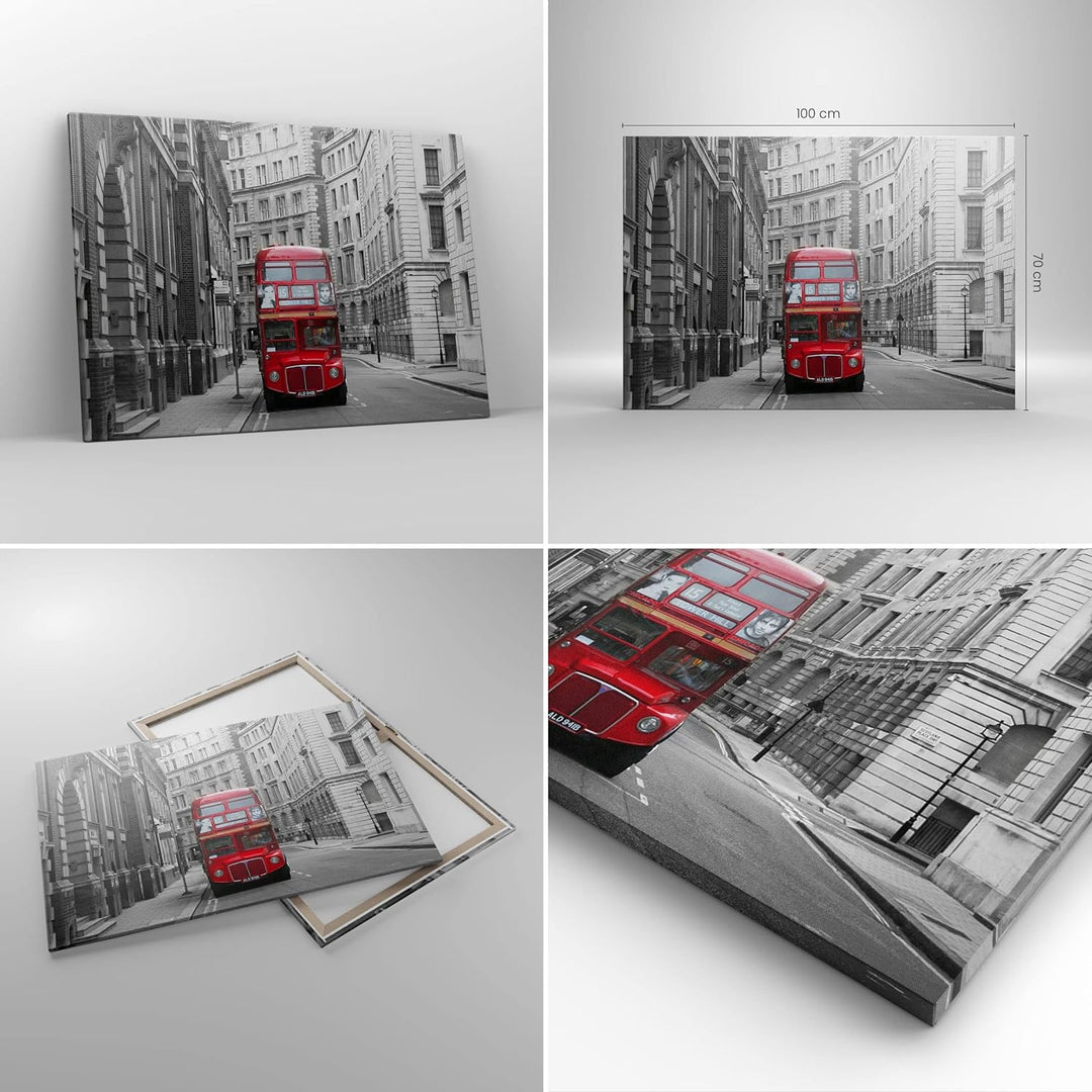 Bilder auf Leinwand 100x70cm Leinwandbild Bus england urlaub london Gross Wanddeko Bild Schlafzimmer