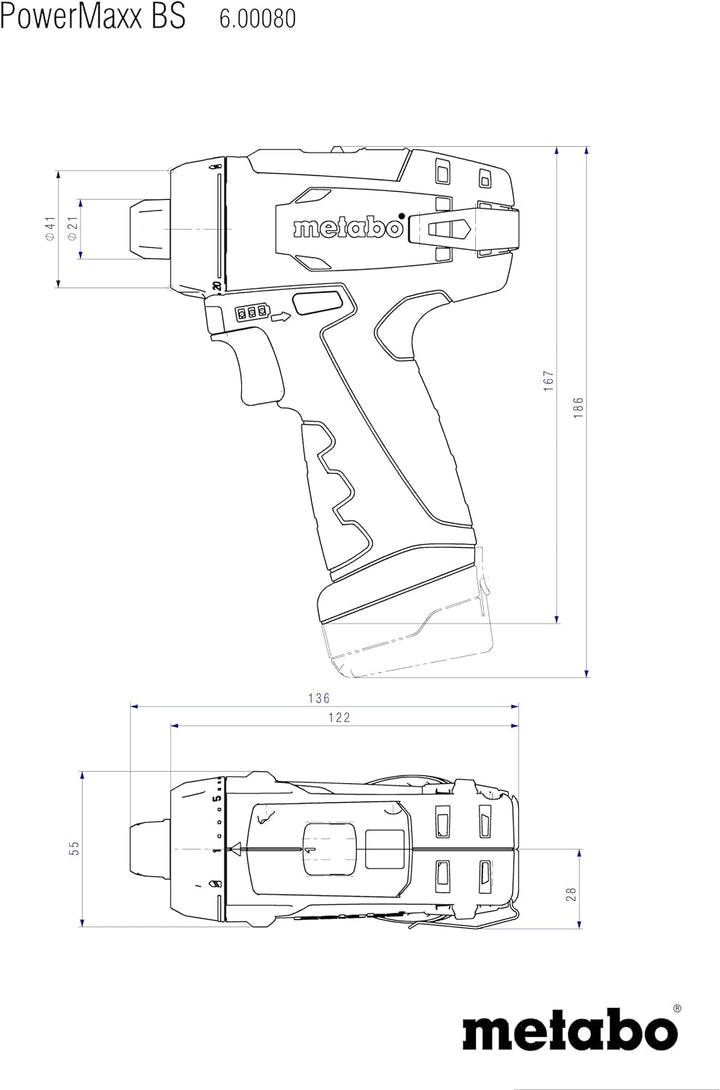 Metabo Akku-Bohrschrauber PowerMaxx BS Basic Set – 600080880 – 12 V – Mobile Werkstatt mit kompaktem