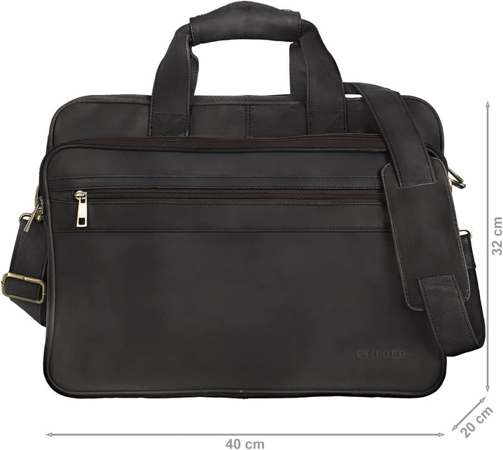 STILORD 'Leopold' XL Echtleder Aktentasche - der verbesserte Geheimtipp für Lehrerzimmer & Büro - Bu