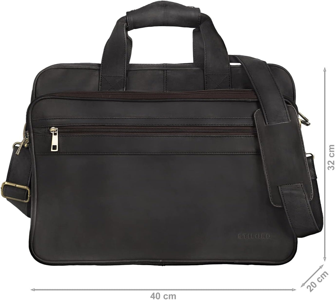 STILORD 'Leopold' XL Echtleder Aktentasche - der verbesserte Geheimtipp für Lehrerzimmer & Büro - Bu