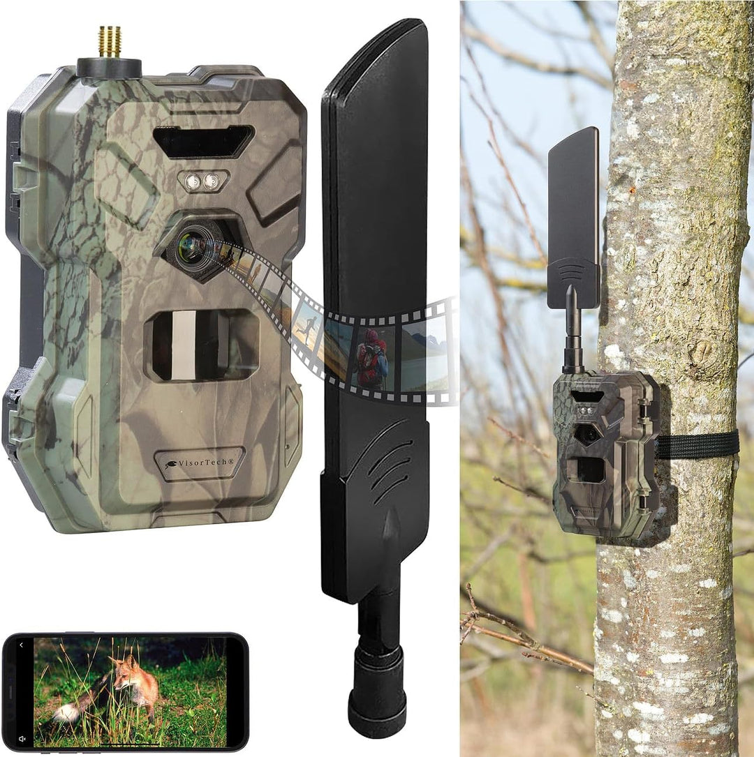 VisorTech Wildkamera mit Simkarte: 4G/LTE-Wildkamera mit 2K-Auflösung, 30 MP, PIR-Sensor, No-Glow-IR