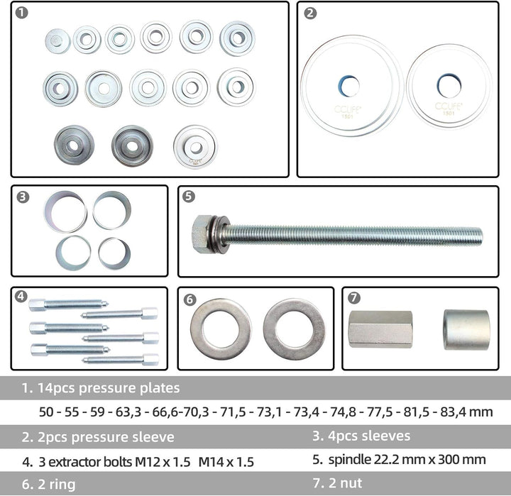 CCLIFE Radlager Werkzeug, Radlager Radnabe Abzieher Montage Demontage Set Radlagerwerkzeug