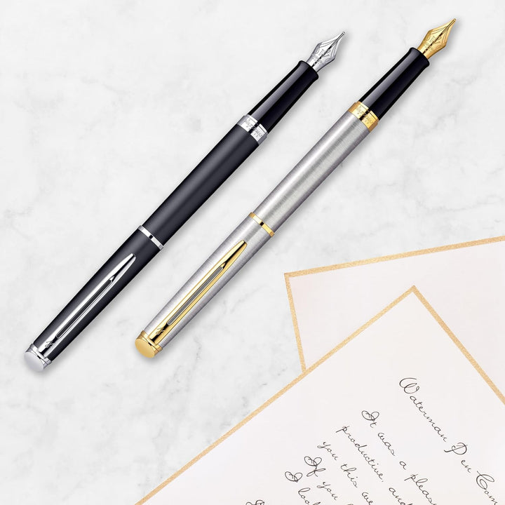 Waterman Hémisphère Füller | Edelstahl mit Zierteile aus 23 K Gold | Füllfederhalter mit feiner Fede