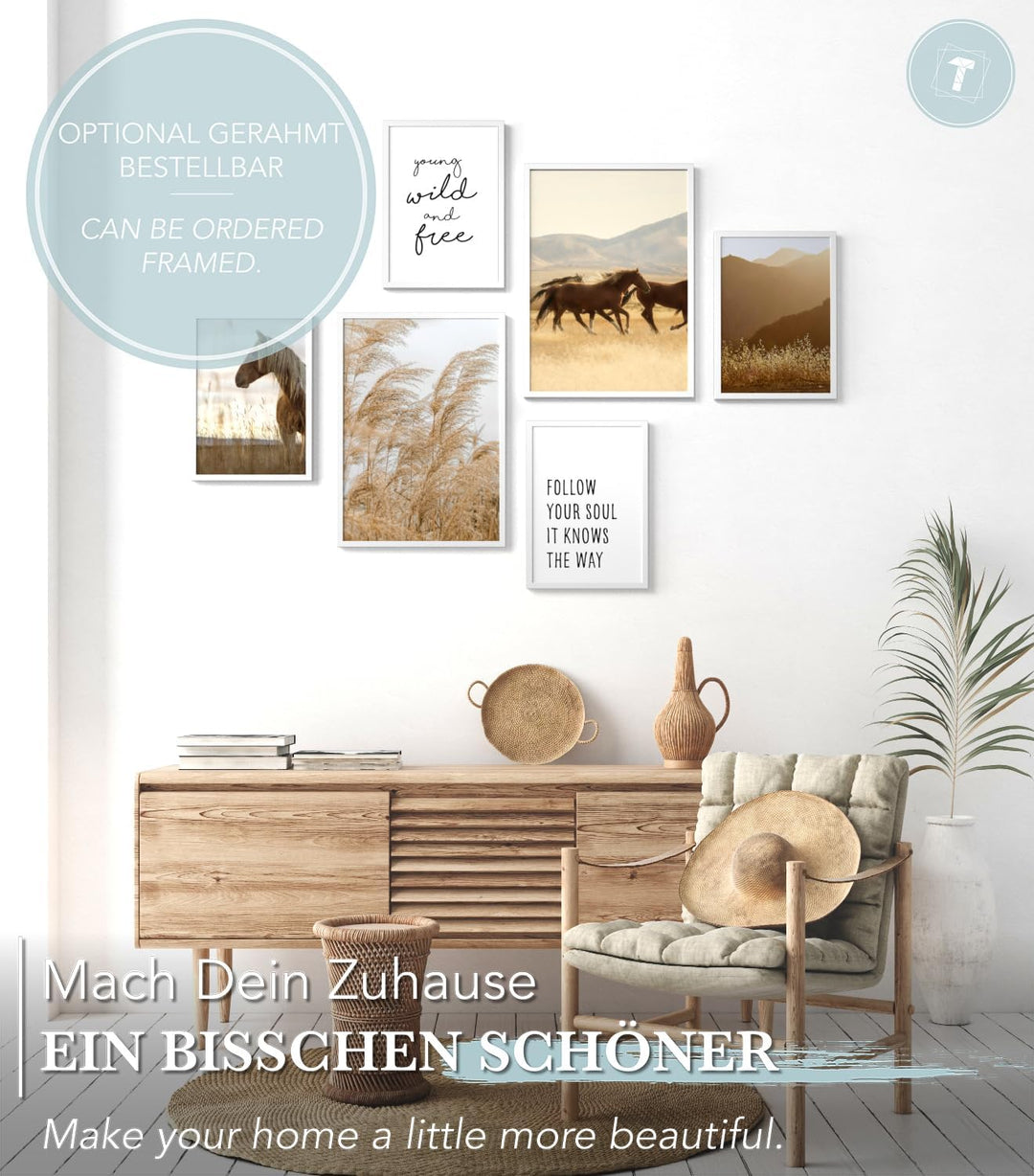 Papierschmiede® Mood Poster Set Wild and Free, Deko Bilder Wohnzimmer, 2x DIN A3 (ca. 30x42) und 4x