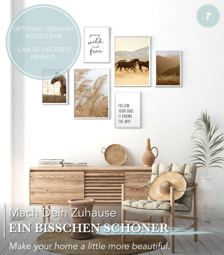 Papierschmiede® Mood Poster Set Wild and Free, Deko Bilder Wohnzimmer, 2x DIN A3 (ca. 30x42) und 4x