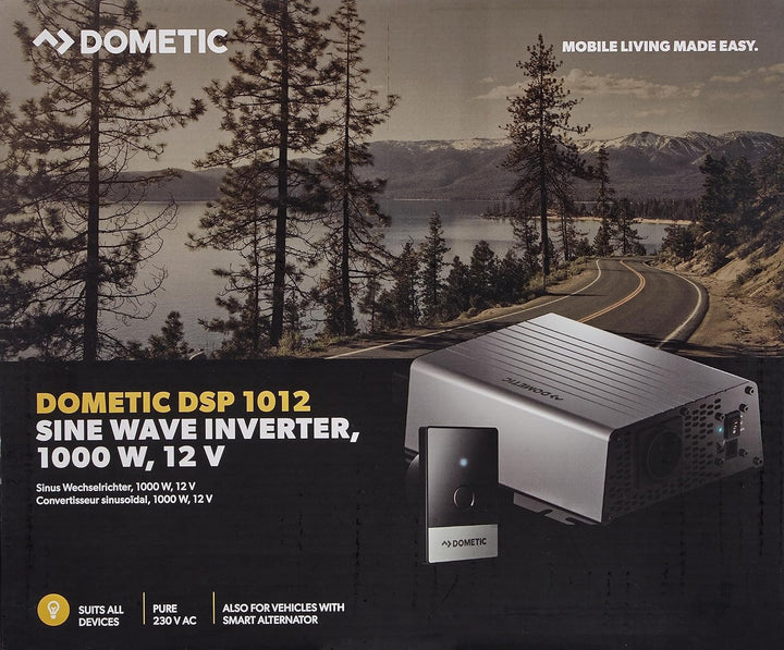 DOMETIC DSP 1012 Sinus-Wechselrichter, 1.000 W, 12 V I Mobile "Steckdose" für unterwegs, Spannungswa