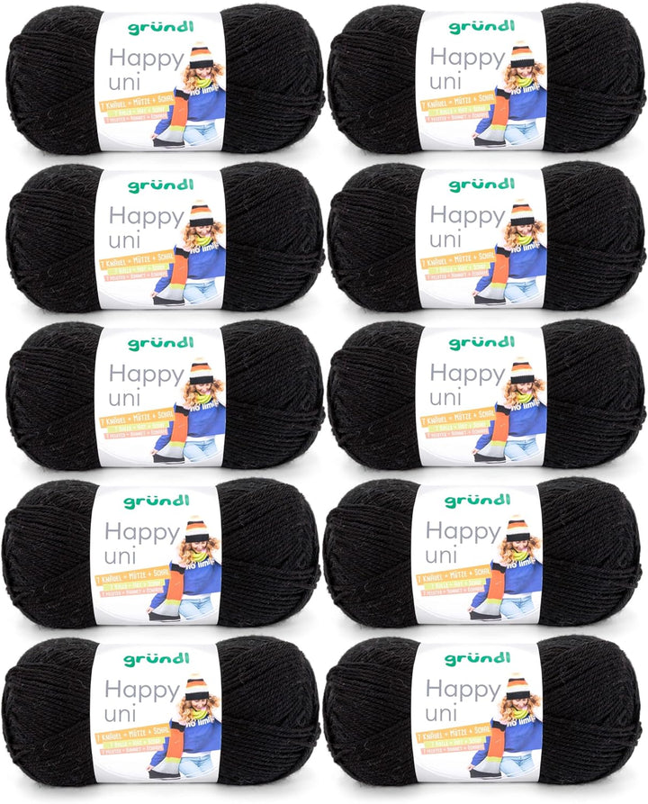 Gründl Happy uni (Strick- und Häkelgarn mit wollartigem Charakter aus 100 % Polyacryl, Anti-Pilling,