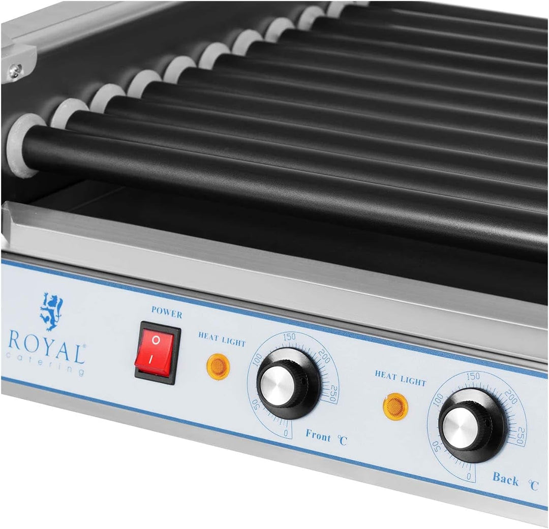 Royal Catering Hot Dog Grill Hot Dog Maschine Hot Dog Maker (11 Rollen, Platz für 20 Würstchen, tefl