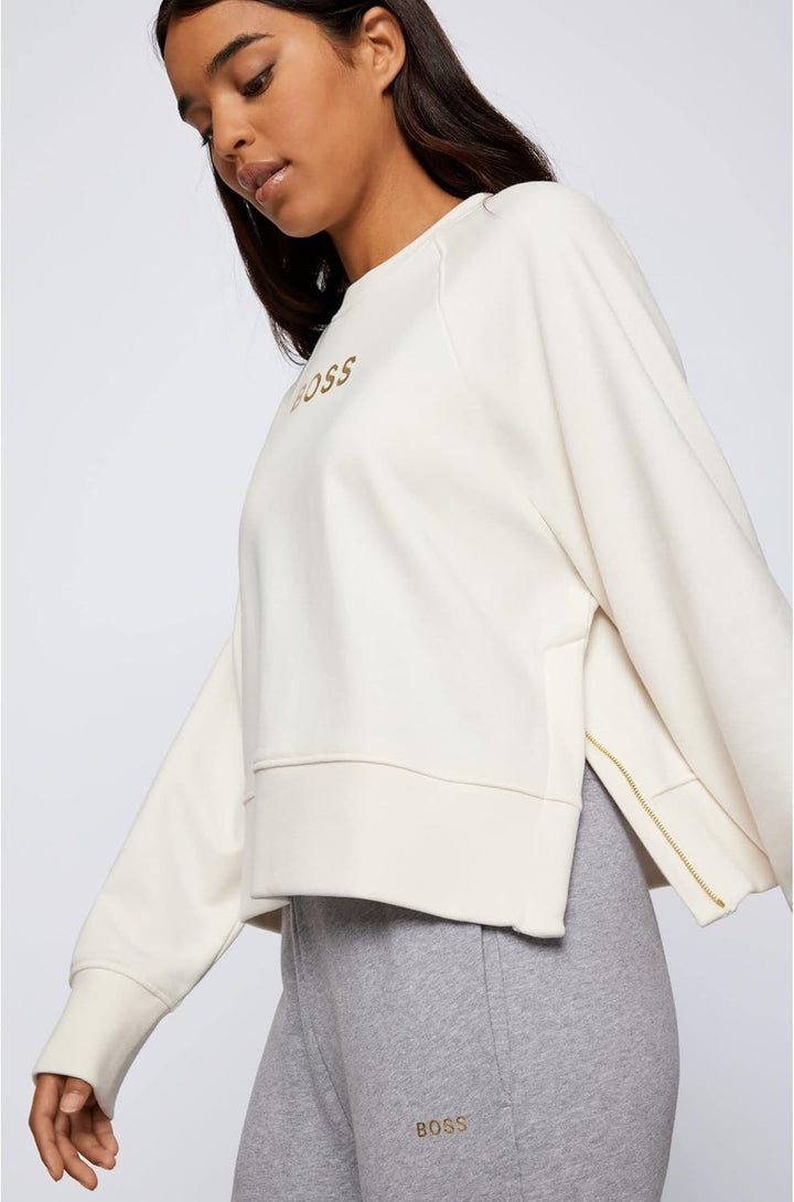 BOSS Damen C_elia_Gold Sweatshirt M Open White118, M Open White118