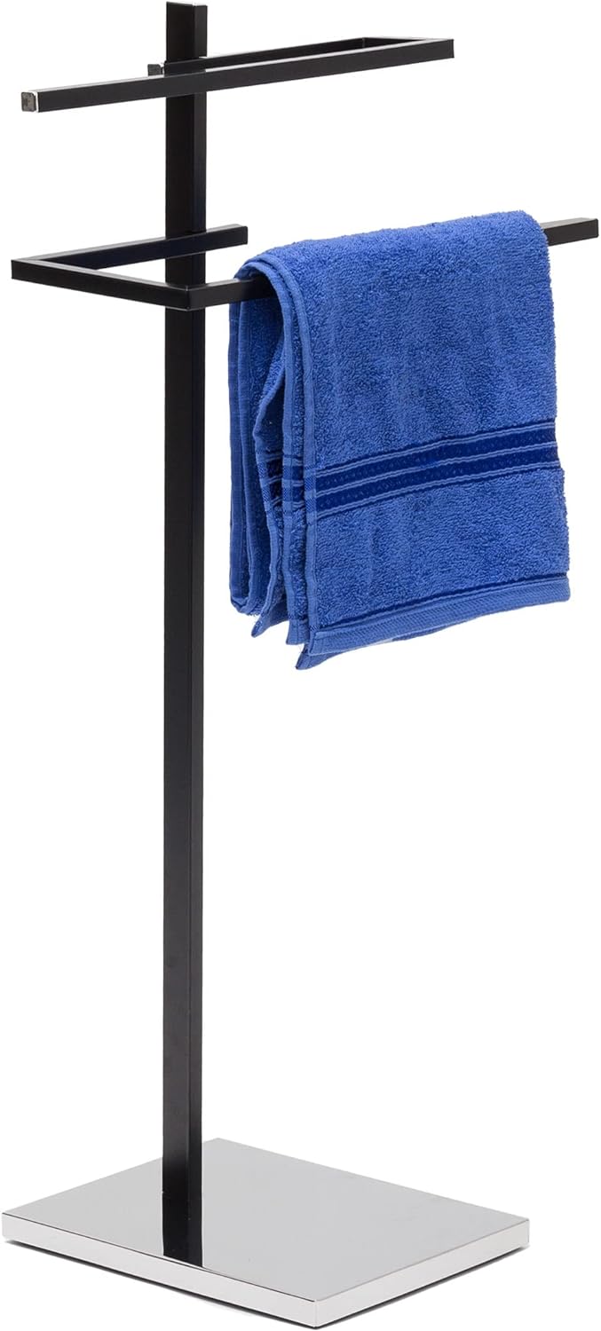 Relaxdays Handtuchständer mit 2 Handtuchstangen in U-Form HBT 82 x 44 x 28 cm Handtuchhalter stehend