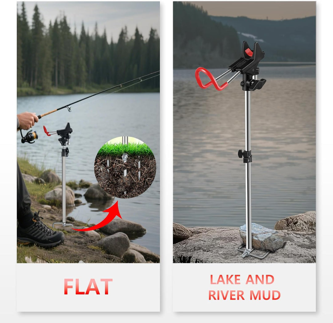 Leeko Rutenhalter, Angelrute Halter 2 Stück Edelstahl Universal Ruten Ständer 360°Verstellbar Angelr
