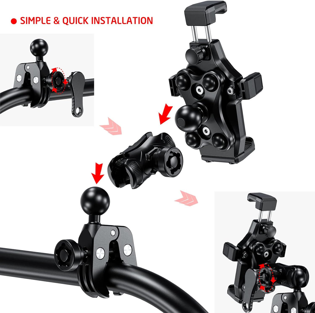 iMESTOU Anti-Vibrations Motorrad Telefonhalterung 1" Kugel Lenker Vorbau Telefonhalterung Anti-Diebs