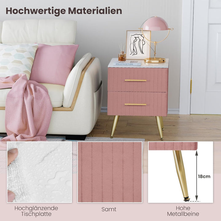 WOLTU Nachttisch Sofatisch Nachtkommode Nachtschrank mit 2 Schubladen für Schlafzimmer Wohnzimmer au