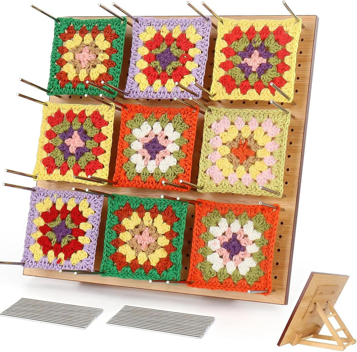 Coopay Granny Square Spanner Gross, 29 x 29 cm Blocking Board mit Verstellbare Staffelei und 30 Stab